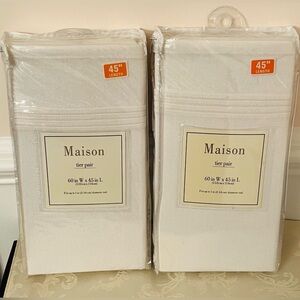 New Maison Pintuck Kitchen Window Tiers, Set of 2  60”x 45" In Off White